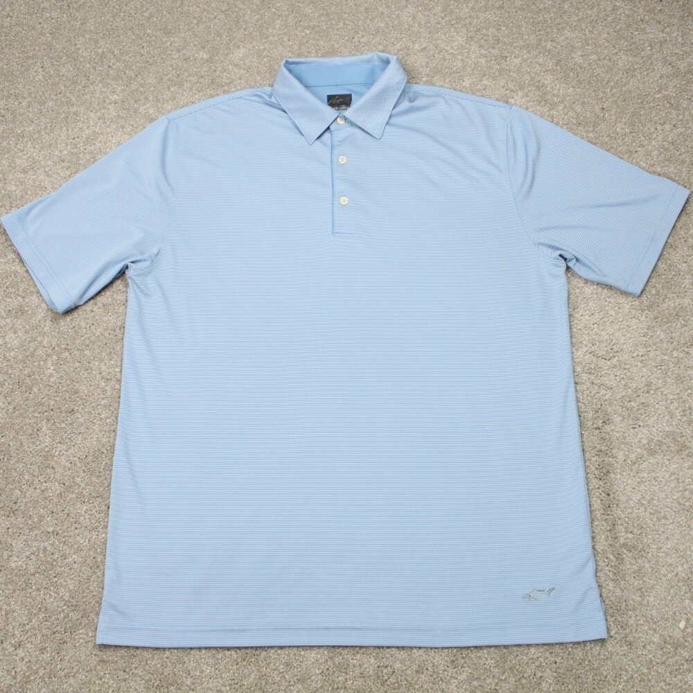 Greg Norman Polo Shirt Mens XL‎ Blue Play Dry Microfiber Polyester S/S Pullover